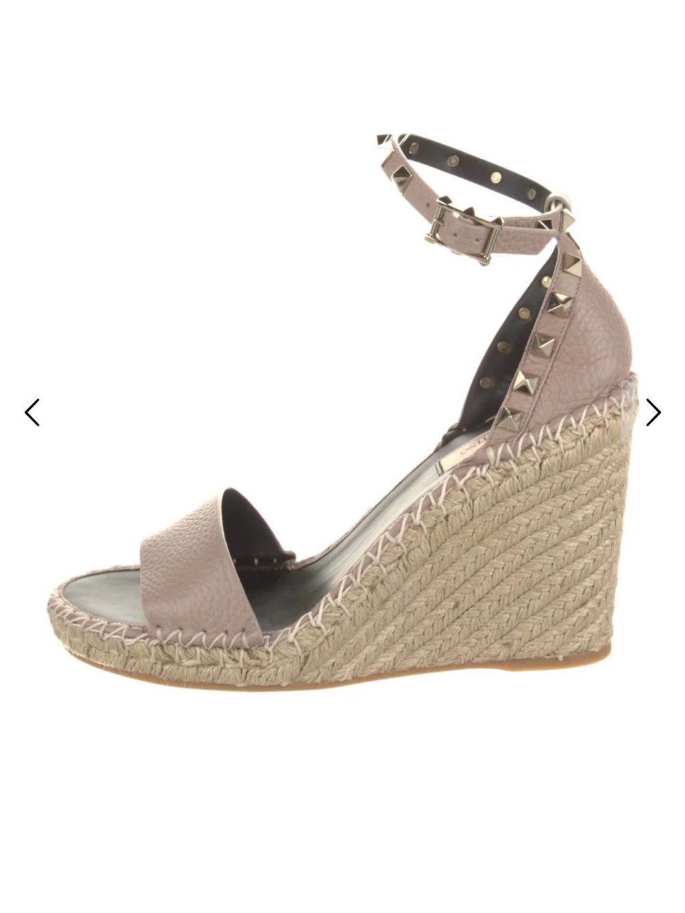 Valentino Garavani Taupe Studded Ankle-Strap Espadrille Wedge